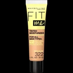 Maybelline Fit Me Tinted Moisturizer, Natural Coverage, Face Makeup, 322, 1 Fl. Oz.