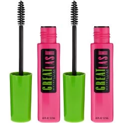 Maybelline Great Lash Washable Mascara, Volumizing, Eye Makeup, Very Black, 2 Count