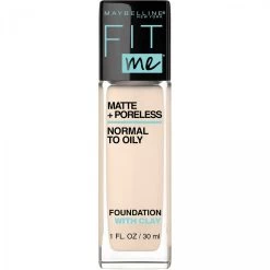 Maybelline Fit Me Matte + Poreless Liquid Foundation Makeup, Porcelain, 1 Fl. Oz.