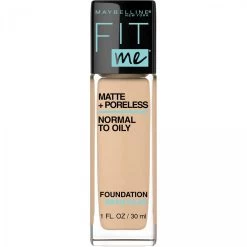 Maybelline Fit Me Matte + Poreless Liquid Foundation Makeup, Natural Beige, 1 Fl Oz