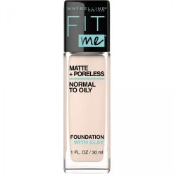 Maybelline Fit Me Matte + Poreless Liquid Foundation Makeup, Fair Ivory, 1 Fl. Oz.