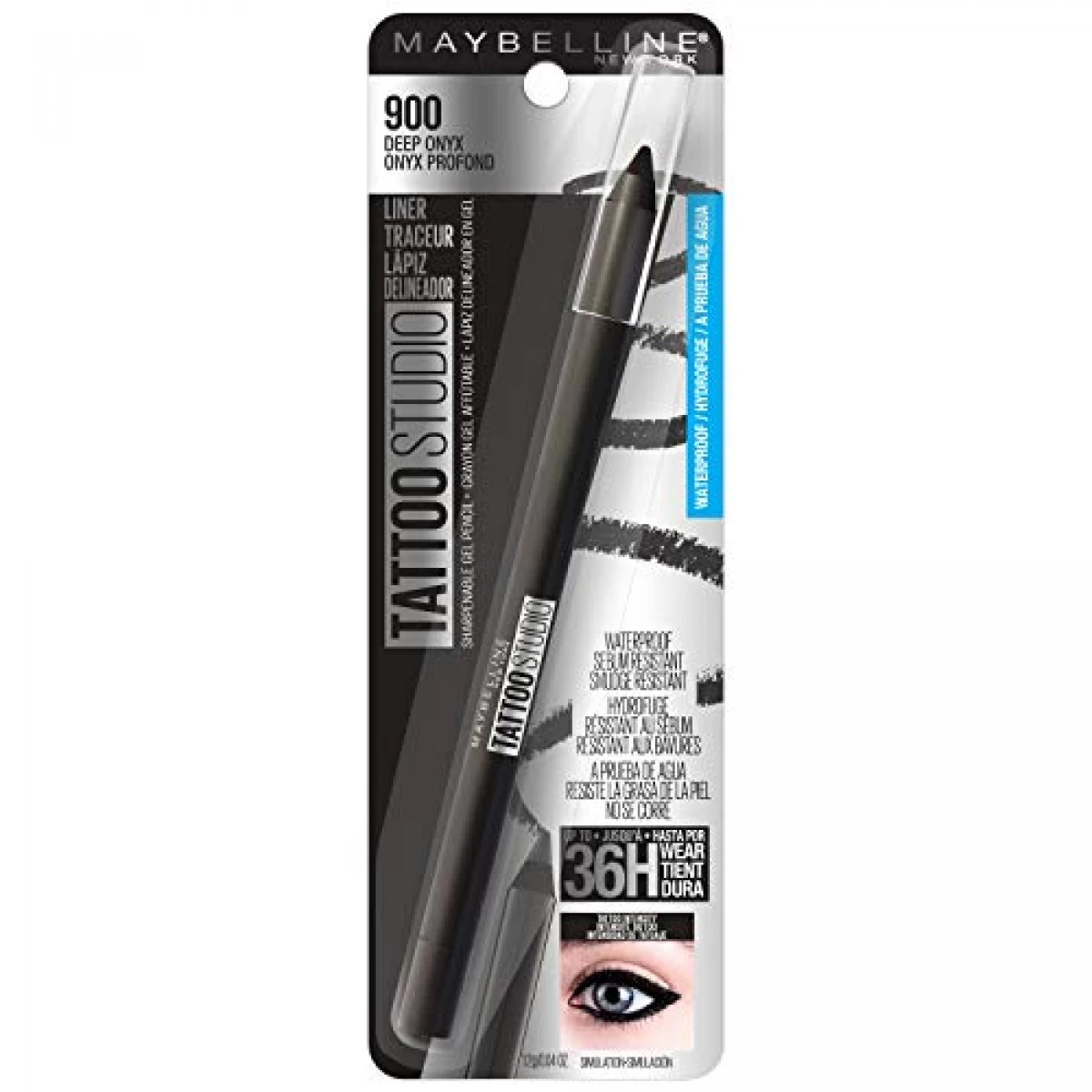 Maybelline New York Maybelline TattooStudio Sharpenable Gel Pencil Waterproof Longwear Eyeliner, Deep Onyx, 0.04 Oz. 2 Maybelline New York Maybelline TattooStudio Sharpenable Gel Pencil Waterproof Longwear Eyeliner, Deep Onyx, 0.04 Oz. - Image 2
