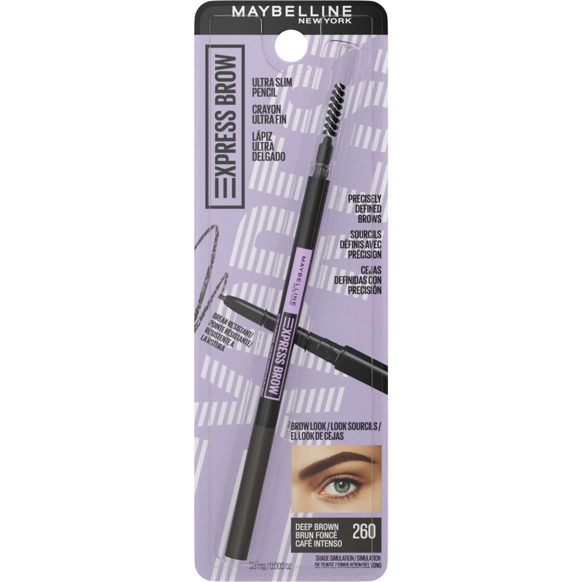 Maybelline Express Brow Express Brow Ultra Slim Pencil Eyebrow Makeup, Precision Tip, Deep Brown, 0. Oz 2 Maybelline Express Brow Express Brow Ultra Slim Pencil Eyebrow Makeup, Precision Tip, Deep Brown, 0. Oz - Image 2