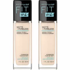 Maybelline New York Maybelline Fit Me Matte + Poreless Liquid Foundation Makeup, Porcelain, 2 COUNT Oil-Free Foundation