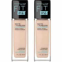 Maybelline New York Maybelline Fit Me Matte + Poreless Liquid Foundation Makeup, Classic Ivory, 2 COUNT Oil-Free Foundation
