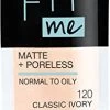 Maybelline New York Maybelline Fit Me Matte + Poreless Liquid Foundation, Face Makeup, Mess-Free No Waste Pouch Format, Normal To Oily Skin Types, 120 Classic Ivory, 1.3 Fl Oz