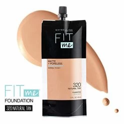 Maybelline New York Maybelline Fit Me Matte + Poreless Liquid Foundation, Face Makeup, Mess-Free No Waste Pouch Format, Normal To Oily Skin Types, 320 Natural Tan, 1.3 Fl Oz -Maybelline Cosmetic 0493876 maybelline fit me matte poreless liquid foundation face makeup mess free no waste pouch format norma