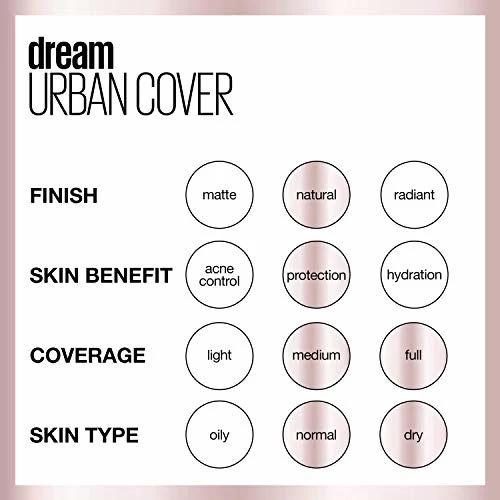 Maybelline New York Maybelline Dream Urban Cover Flawless Coverage Foundation Makeup, SPF 50, Porcelain 2 Maybelline New York Maybelline Dream Urban Cover Flawless Coverage Foundation Makeup, SPF 50, Porcelain - Image 2
