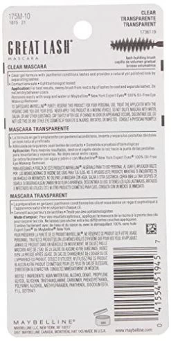Maybelline New York Maybelline Great Lash Washable Mascara, Clear, 1 Tube -Maybelline Cosmetic 0952186 maybelline great lash washable mascara clear 1 tube