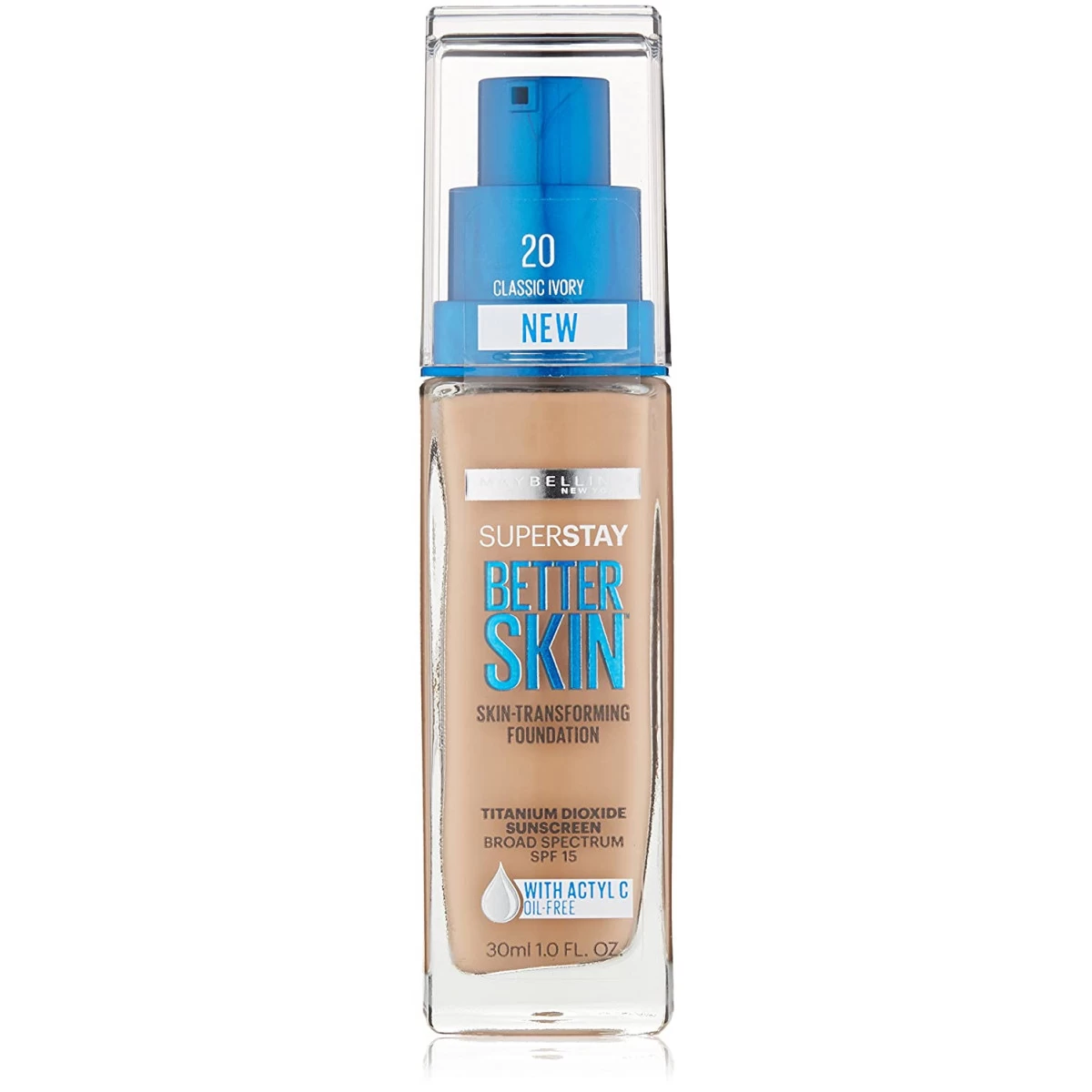 Maybelline New York Super Stay Better Skin Foundation, Classic Ivory, 1 Fl. Oz. 1 Maybelline New York Super Stay Better Skin Foundation, Classic Ivory, 1 Fl. Oz.